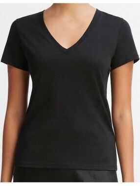 Vince Prima Cotton Classic Black V-Neck Women's Top M